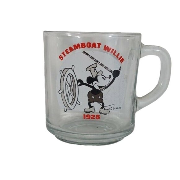 Disney Dining Vintage Steamboat Willie 928 Disney Anchor Glass